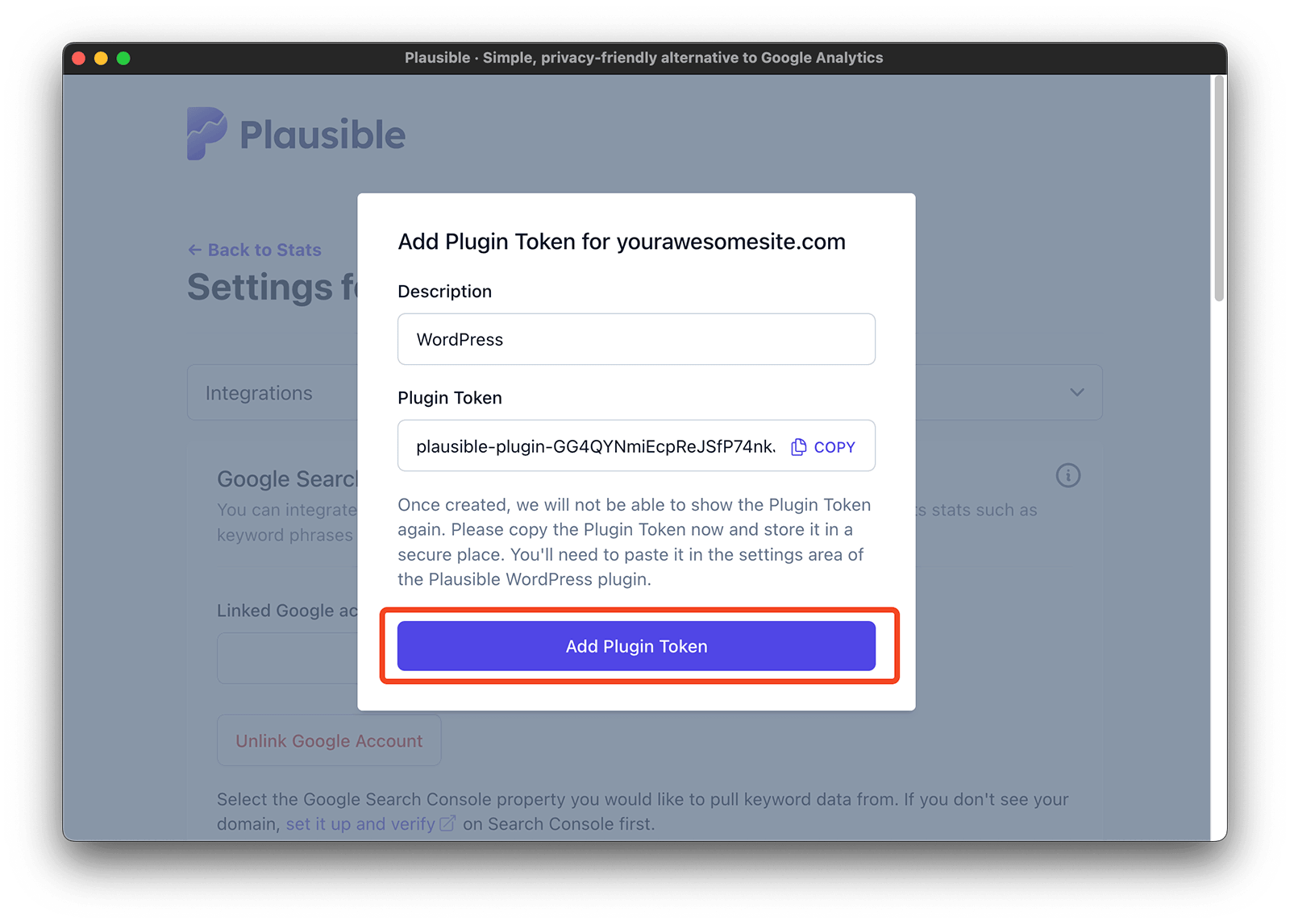 Create Plugin Token