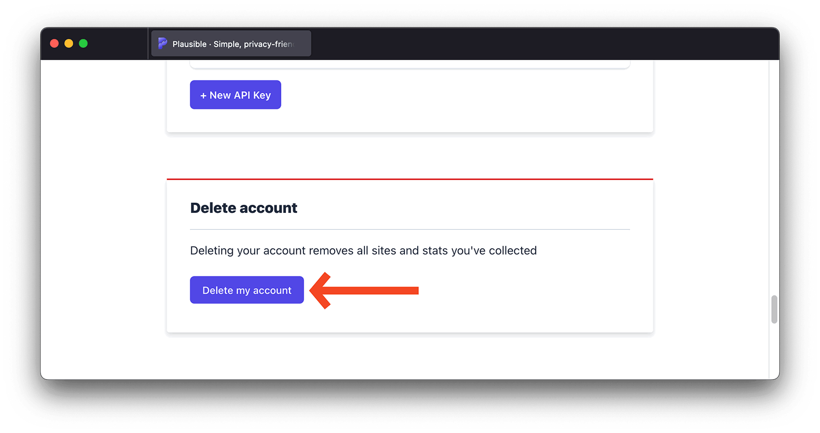 Delete your Plausible Analytics account
