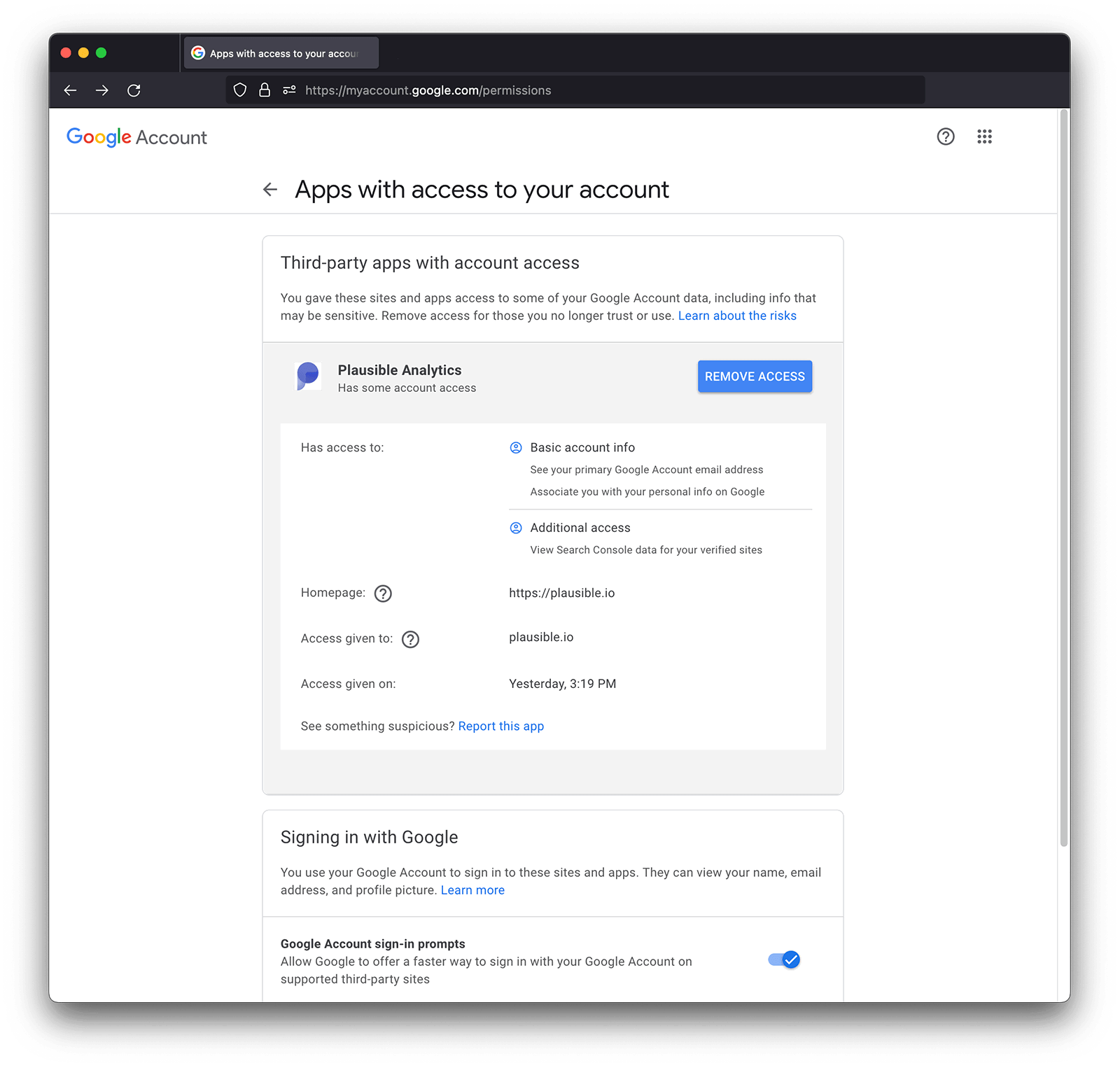 Third-party apps with account access